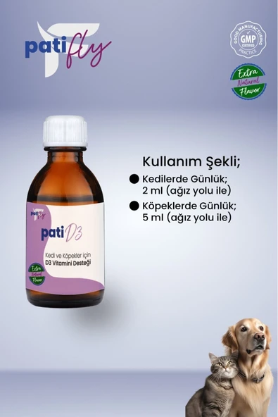 Patifly Kedi Ve Köpekler İçin D3 Takviye Gıda Liqit 50 ml - Resim 2