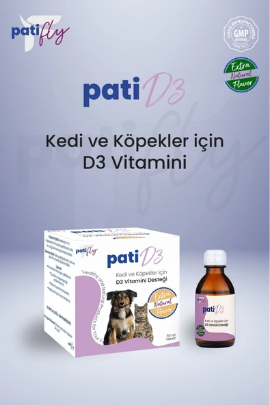Patifly Kedi Ve Köpekler İçin D3 Takviye Gıda Liqit 50 ml