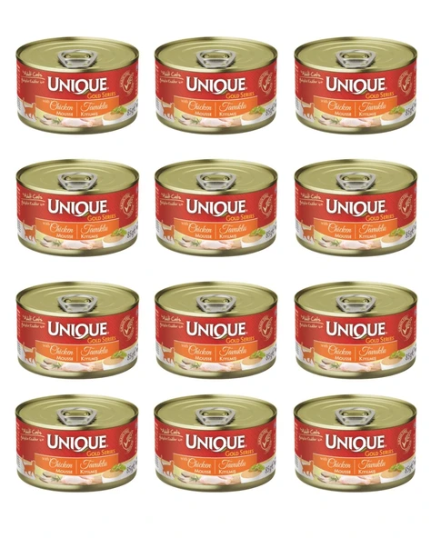 Unique Gold Series Tavuklu Konserve Yaş Kedi Maması 85 gr 12 li - 1