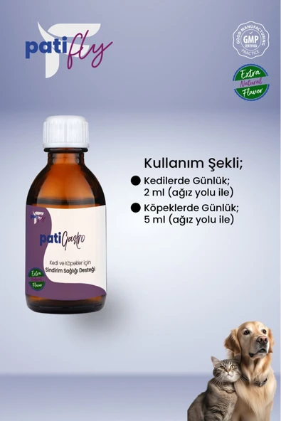 Patifly Gastro Kedi Ve Köpekler İçin Kabız Ve İshal Desteği Liqit 50 ml - 2
