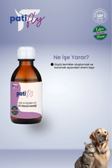 Patifly Kedi Ve Köpekler İçin D3 Takviye Gıda Liqit 50 ml - Resim 3