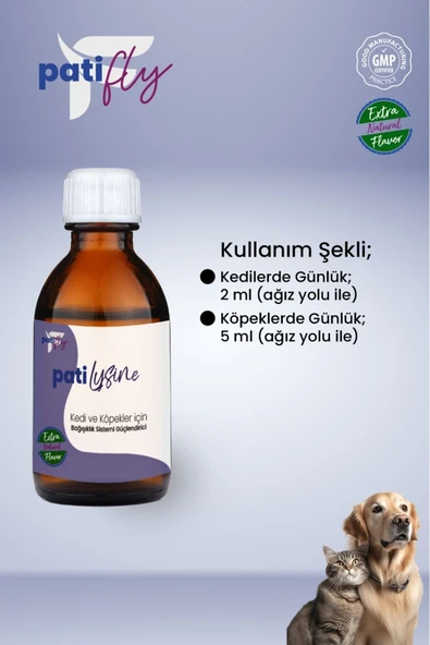 Patifly Lysine Kedi ve Köpekler İçin Vitamin Desteği Liqit 50 ml - 3
