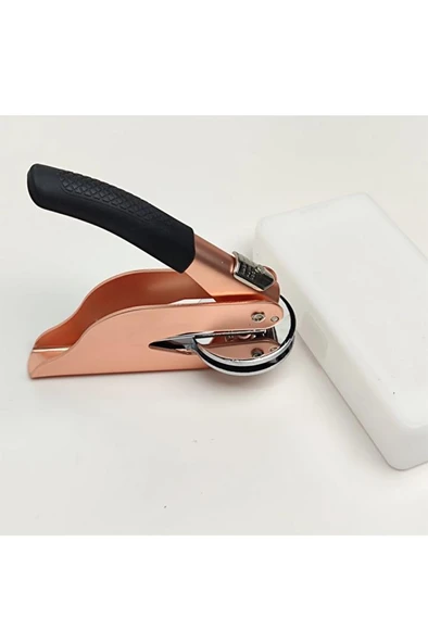 Soğuk Mühür Kabartma Damga Çelik Baskı Presi Lastik Sap Rosegold - Resim 6