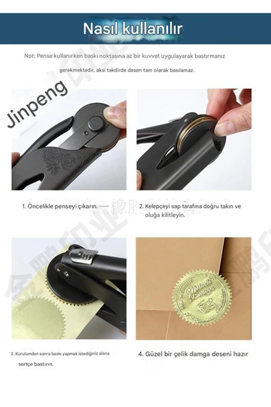 Soğuk Mühür Kabartma Damga Çelik Baskı Presi Lastik Sap Rosegold - Resim 5