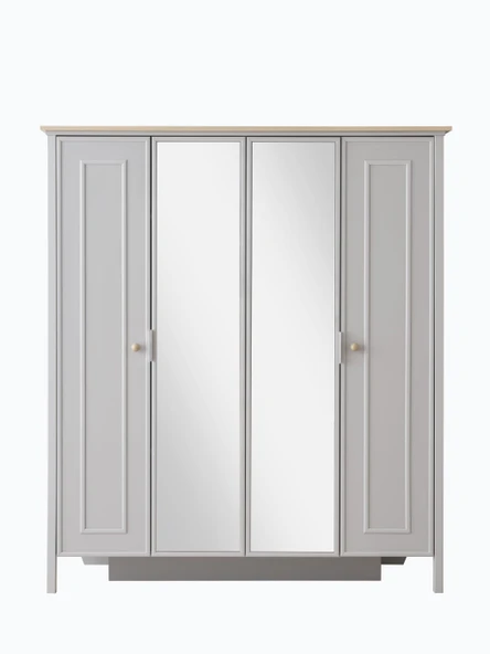Yakamoz Sis Gri 4 Kapaklı Elbise Dolabı Gardırop 173x56x201cm - 3