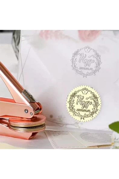 Soğuk Mühür Kabartma Damga Çelik Baskı Presi Lastik Sap Rosegold - Resim 10