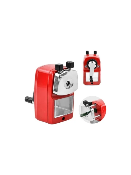 Mas Masa Tipi Metal Kollu Büyük Kırmızı Kalemtraş 6732 - 3