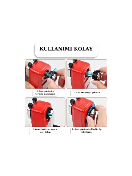 Mas Masa Tipi Metal Kollu Büyük Kırmızı Kalemtraş 6732 - 4
