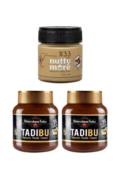 Abdurrahman Tatlıcı Tadıbu 330 gr x 2 Adet & Nutty More %33 Fındık Parçacıklı Fındık Ezmesi 200 gr
