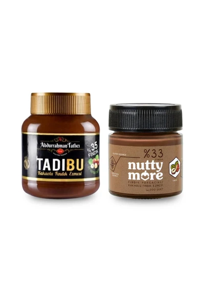 Abdurrahman Tatlıcı Tadıbu 330 gr & Nutty More %33 Fındık Parçacıklı Kakaolu Fındık Ezmesi 200 gr