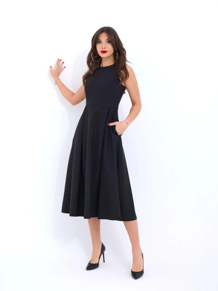 7182 ELBİSE-SİYAH - Resim 4