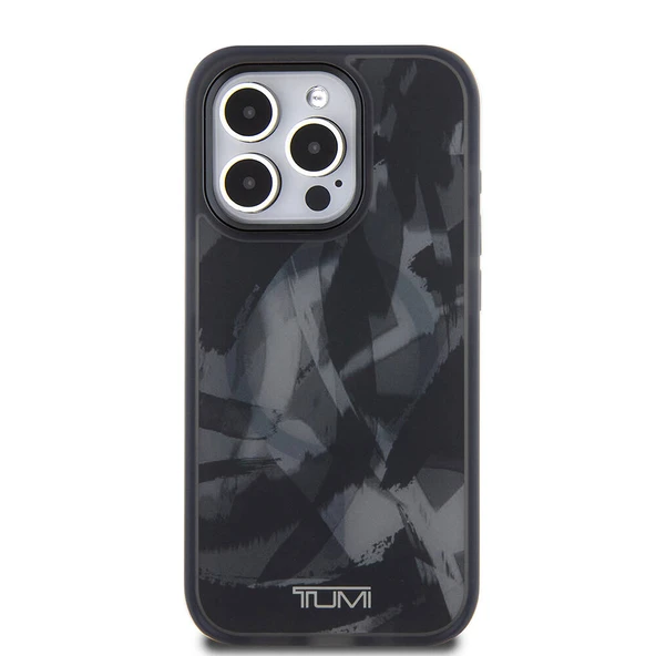 TUMI iPhone 15 Pro Kılıf TUMI Orjinal Lisanslı M-safe Şarj Özellikli Buzlanmış Saydam Fırça Kamuflajı Desenli Kapak - Resim 5