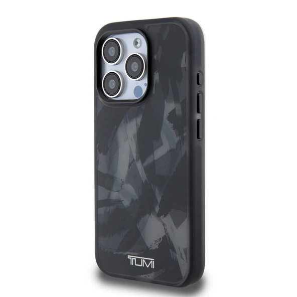 TUMI iPhone 15 Pro Kılıf TUMI Orjinal Lisanslı M-safe Şarj Özellikli Buzlanmış Saydam Fırça Kamuflajı Desenli Kapak - Resim 4