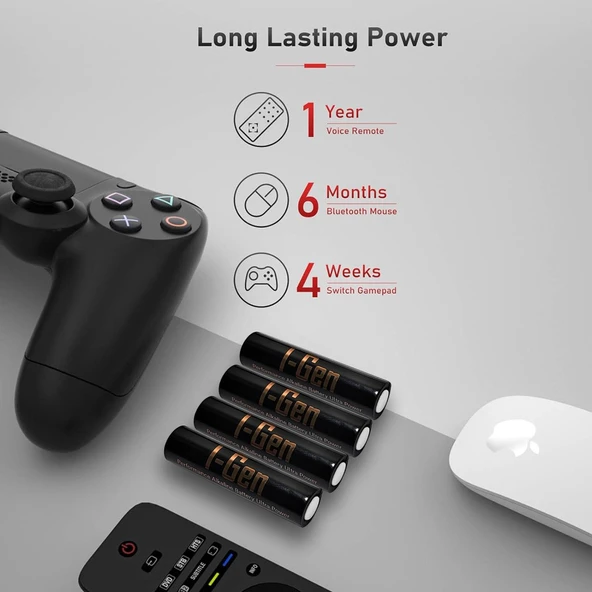 I-Gen A173 Ultra Alkalin 40'lı Paket LR03 1.5V AAA İnce Kalem Pil + 40'lı Paket LR6 1.5V AA Kalem Pil - 2