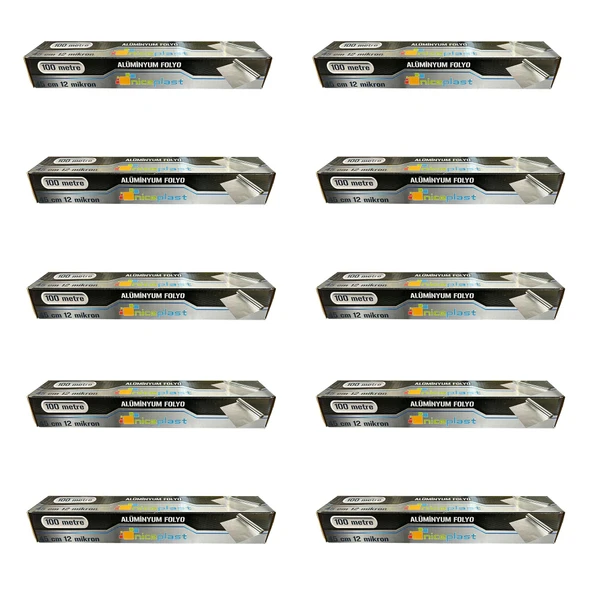 Niceplast Alüminyum Folyo - 45 Cm. x 100 Metre - 12 Mikron - 10 Paket