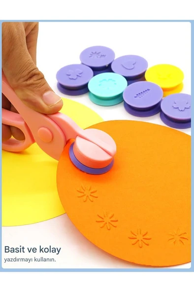 3D Kabartma Damga Makası 8 Desen Çocuk El Sanatları Anaokulu - 3
