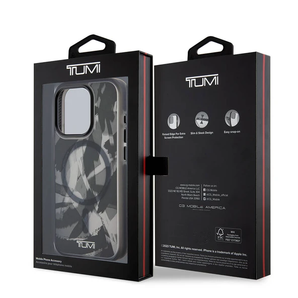 TUMI iPhone 15 Pro Kılıf TUMI Orjinal Lisanslı M-safe Şarj Özellikli Buzlanmış Saydam Fırça Kamuflajı Desenli Kapak - Resim 9