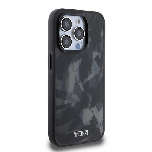 TUMI iPhone 15 Pro Kılıf TUMI Orjinal Lisanslı M-safe Şarj Özellikli Buzlanmış Saydam Fırça Kamuflajı Desenli Kapak - Resim 6