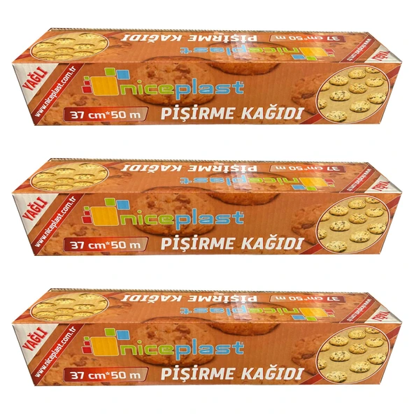 Niceplast Kesimsiz Yağlı Fırın Pişirme Kağıdı - 37 Cm. x 50 Metre - 3 Paket