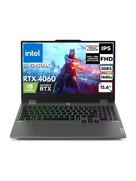 Lenovo LOQ 15IAX9 Intel Core i5 12450HX 16GB RAM 1TB SSD RTX4060 Freedos 15.6” FHD 144Hz 83GS00PHTR