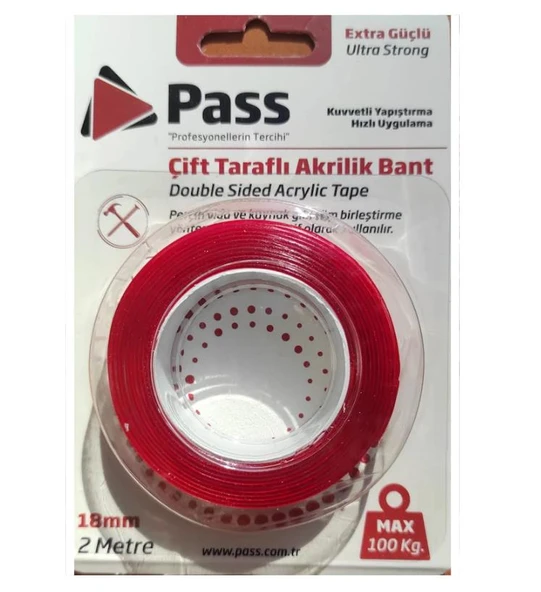 Pass Çift Taraflı Akrilik Bant 18mm 2 metre - 2