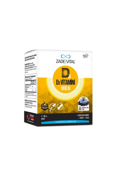 Zade Vital D3 Vitamini 1000 Iu Sprey 20 Ml - 2