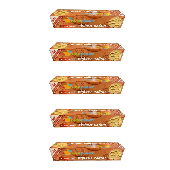 Niceplast Kesimsiz Yağlı Fırın Pişirme Kağıdı - 37 Cm. x 50 Metre - 5 Paket