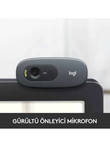 LOGİTECH C270 Basit HD 720p USB Mikrofonlu Webcam Siyah (960-000999) - 2