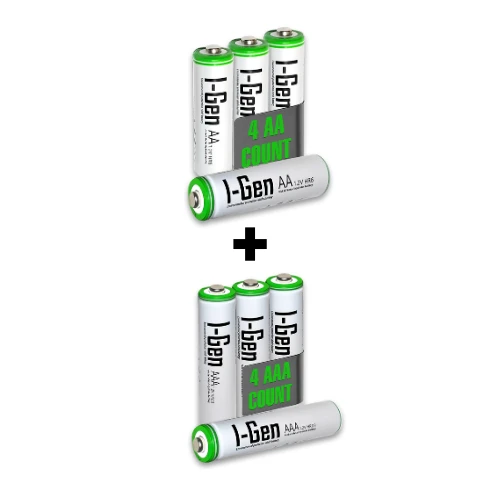 I-Gen B181 4 Adet AA 2700 mAh Şarjlı Kalem Pil + 4 Adet AAA 900 mAh Şarjlı İnce Kalem Pil 1.2V NI-MH