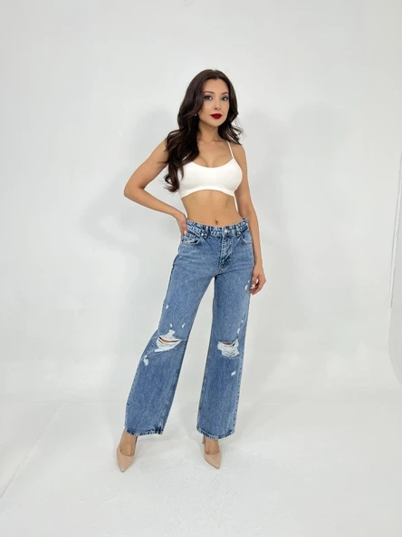 6830 DENİM LOW WAIST-MAVİ - Resim 2