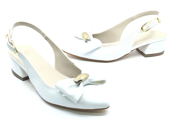 Mehtap Arkası Açık Fiyonk Detaylı Klasik Kadın Topuklu Ayakkabı - Resim 10