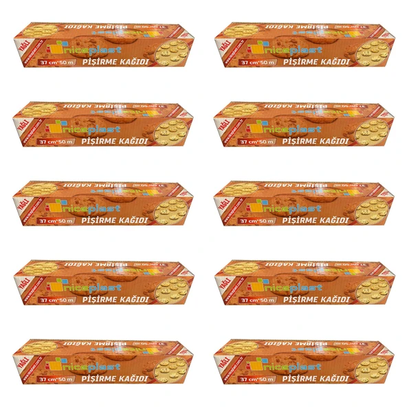 Niceplast Kesimsiz Yağlı Fırın Pişirme Kağıdı - 37 Cm. x 50 Metre - 10 Paket