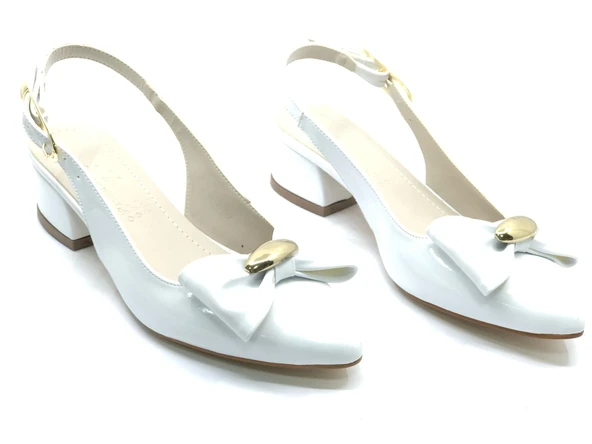 Mehtap Arkası Açık Fiyonk Detaylı Klasik Kadın Topuklu Ayakkabı - Resim 9