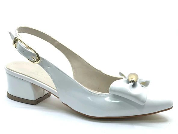 Mehtap Arkası Açık Fiyonk Detaylı Klasik Kadın Topuklu Ayakkabı - Resim 11