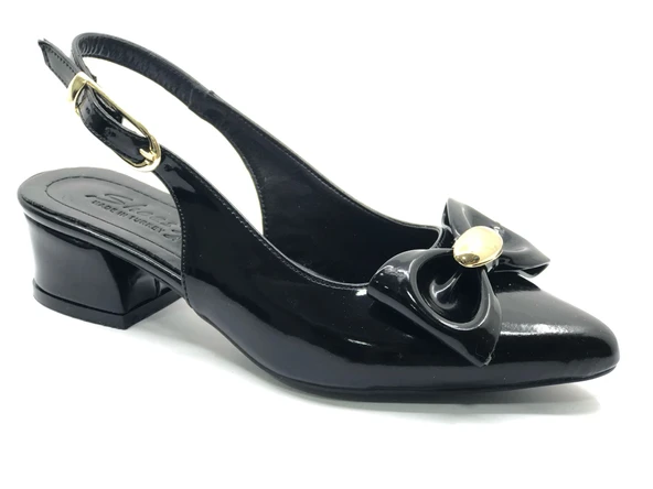 Mehtap Arkası Açık Fiyonk Detaylı Klasik Kadın Topuklu Ayakkabı - Resim 4