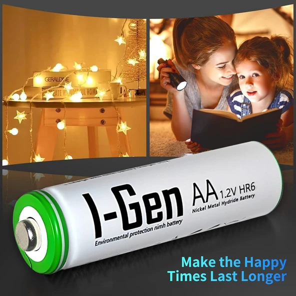 I-Gen B182 8 Adet AA 2700 mAh Şarjlı Kalem Pil + 8 Adet AAA 900 mAh Şarjlı İnce Kalem Pil 1.2V NI-MH - 4