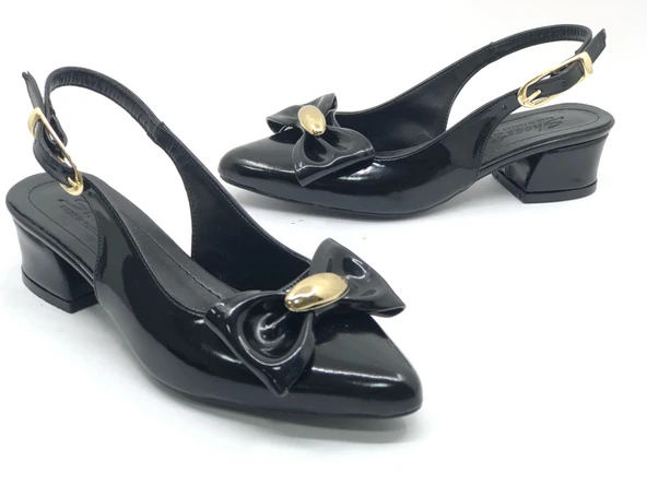 Mehtap Arkası Açık Fiyonk Detaylı Klasik Kadın Topuklu Ayakkabı - Resim 12