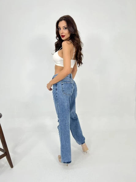 6830 DENİM LOW WAIST-MAVİ - Resim 3