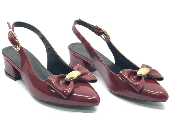 Mehtap Arkası Açık Fiyonk Detaylı Klasik Kadın Topuklu Ayakkabı ürün görseli