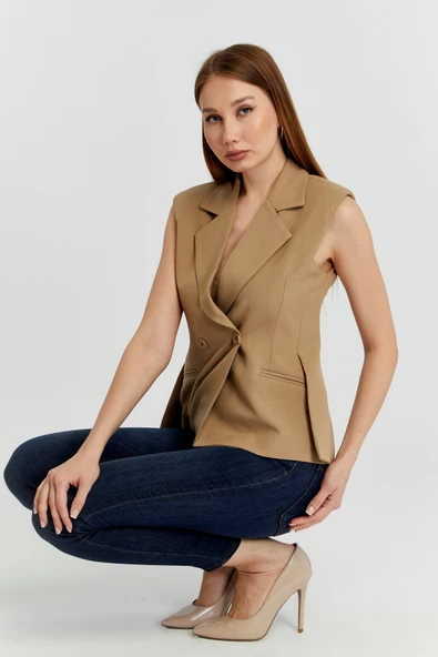 Vizon Regular Fit Astarlı Dokuma Yelek