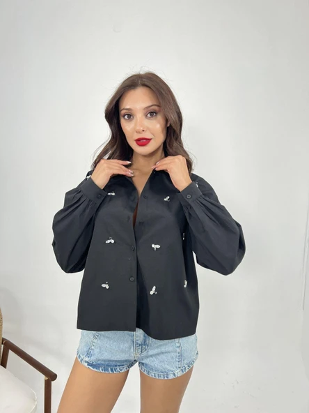 7018 GÖMLEK-SİYAH - Resim 3