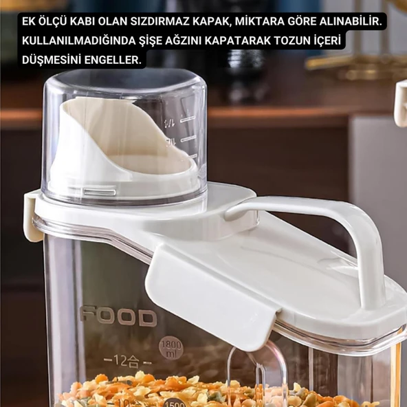 Polham Büyük Bok 1600 ML Ölçülü Tahıl, Gıda ve Baharat Saklama Kutusu, Çift Katmanlı Sızdırmaz Gıda Saklama Kutusu - 5