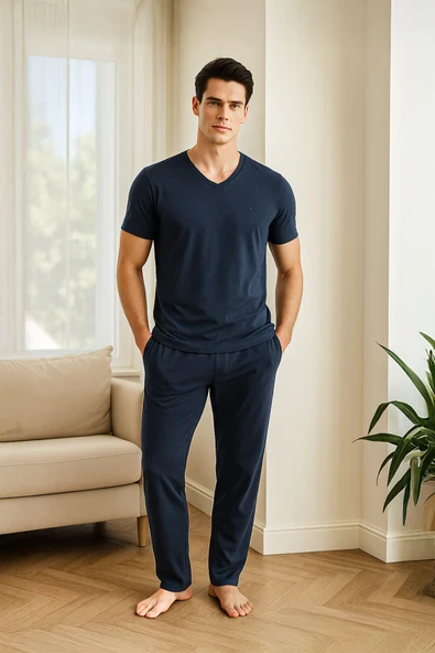 Cacharel Erkek Kısa Kollu Modal Pijama Takımı - Resim 9