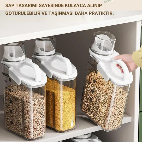Polham Büyük Bok 1600 ML Ölçülü Tahıl, Gıda ve Baharat Saklama Kutusu, Çift Katmanlı Sızdırmaz Gıda Saklama Kutusu - 6