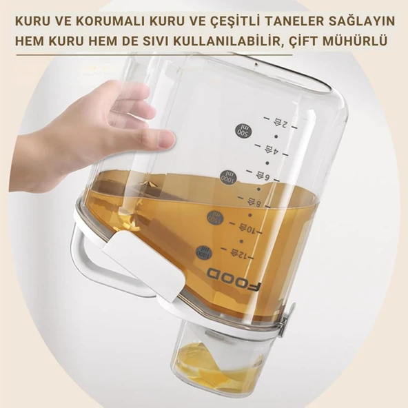 Polham Büyük Bok 1600 ML Ölçülü Tahıl, Gıda ve Baharat Saklama Kutusu, Çift Katmanlı Sızdırmaz Gıda Saklama Kutusu - 4