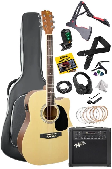 Maxword MCG-750NT-AMP Kaliteli EQ 25W Amfili Elektro Akustik Gitar Seti
