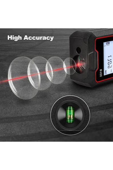 Yüksek Hassasiyet 100 Metre Lazer Metre Ölçer LCD Dijital Ekran Su Terazili Lazermetre - 4