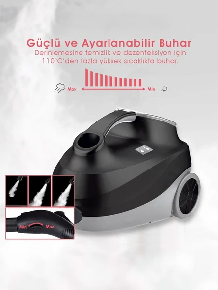 Pirantech CB-107C 2000 W Beyaz Buharlı Temizleyici - 7