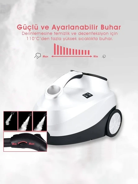 Pirantech CB-107C 2000 W Beyaz Buharlı Temizleyici - 2