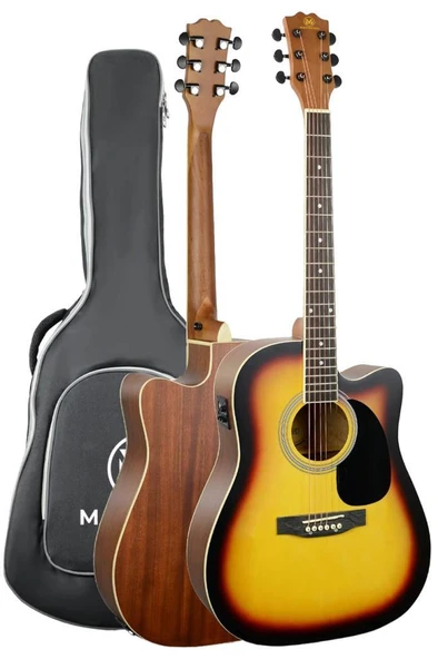 Maxword MCG-750SB-AMP Kaliteli EQ 25W Amfili Elektro Akustik Gitar Seti - Resim 2